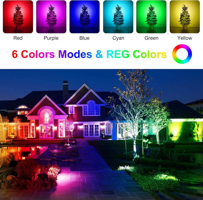 1/2/4/6 LEDS RGB Solar Spotlight IP65 Waterproof Color Changing Outdoor Garden Light For Landscape Tree Solar Street Wall Lamp