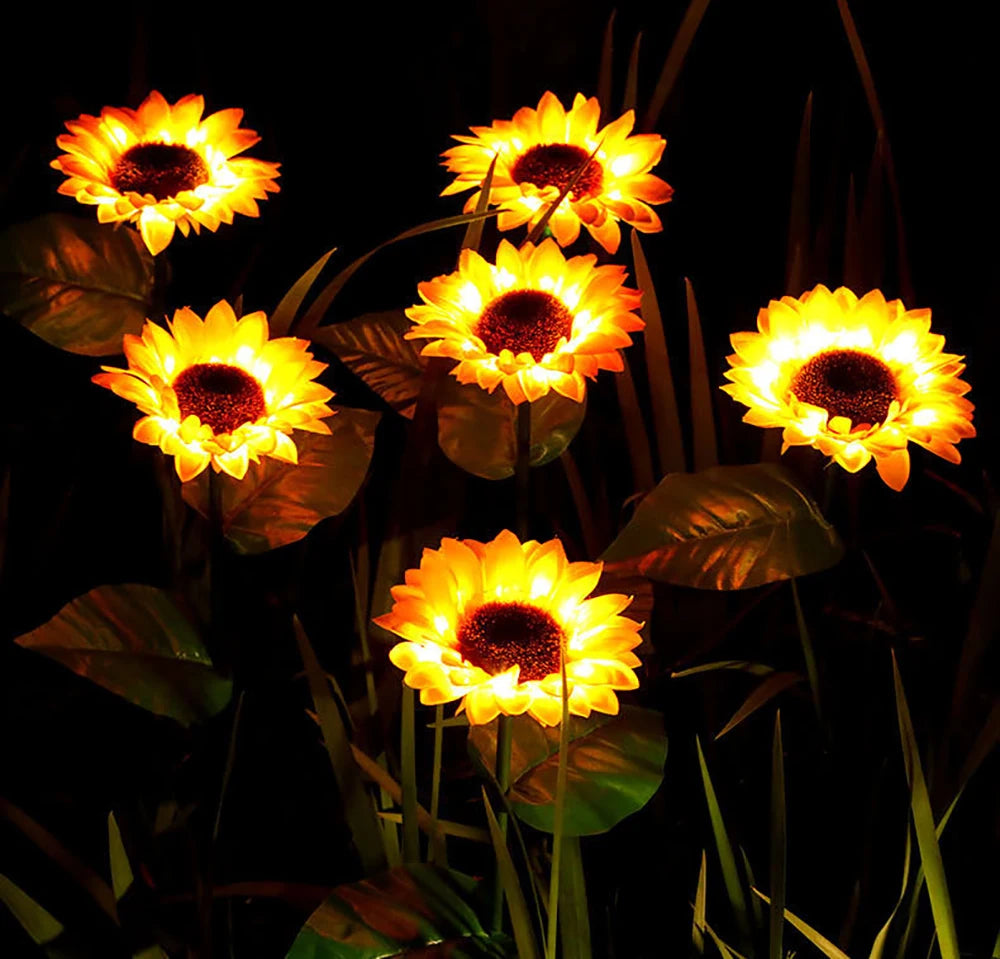 LED Solar Sunflower Outdoor Lawn Light IP65 Waterproof Pathway Yard Wedding Holiday Garden Decoration Solar Flowers Lamp
