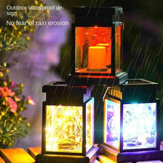 Waterproof Solar Hanging Lantern Luminous Atmosphere Simulated Candle Lanterns Hanging Night Lights Led Wind Lights