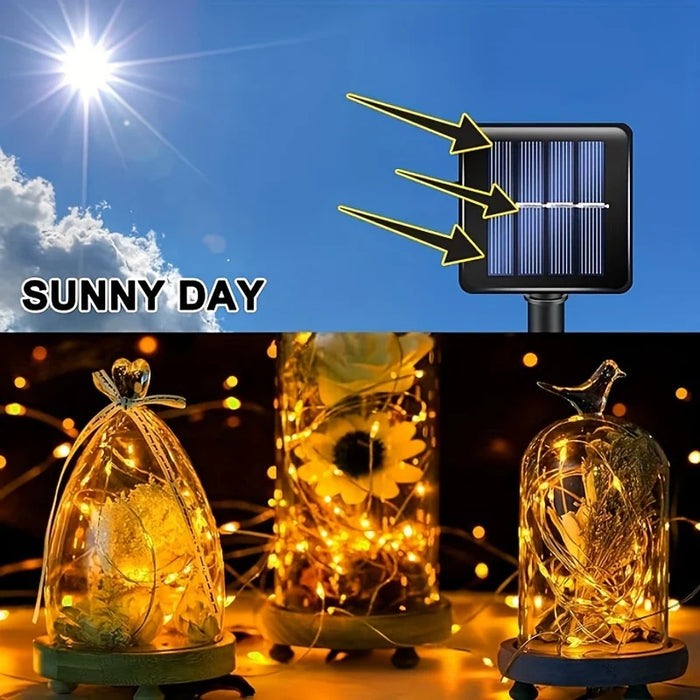 Solar LED String Lights 5M/10M/20/30M Outdoor Solar Copper Wire Light 8 Mode Waterproof Lamp For Garden Christmas Tree Decor