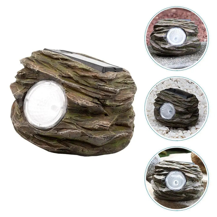 Solar Lights Stone Lamp Landscaping Outdoor Garden Waterproof Decorative Lighting Brown Patio