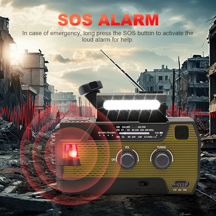 Emergency Hand Crank Radio Solar Powered Radio with Flashlight Reading Lamp SOS Alarm AM/FM/WB/NOAA Weather Radio Portable Radio