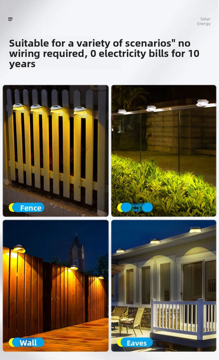 Fence solar lights for home gardens, outdoor courtyards, fence walls, decorative LED outdoor wall lights