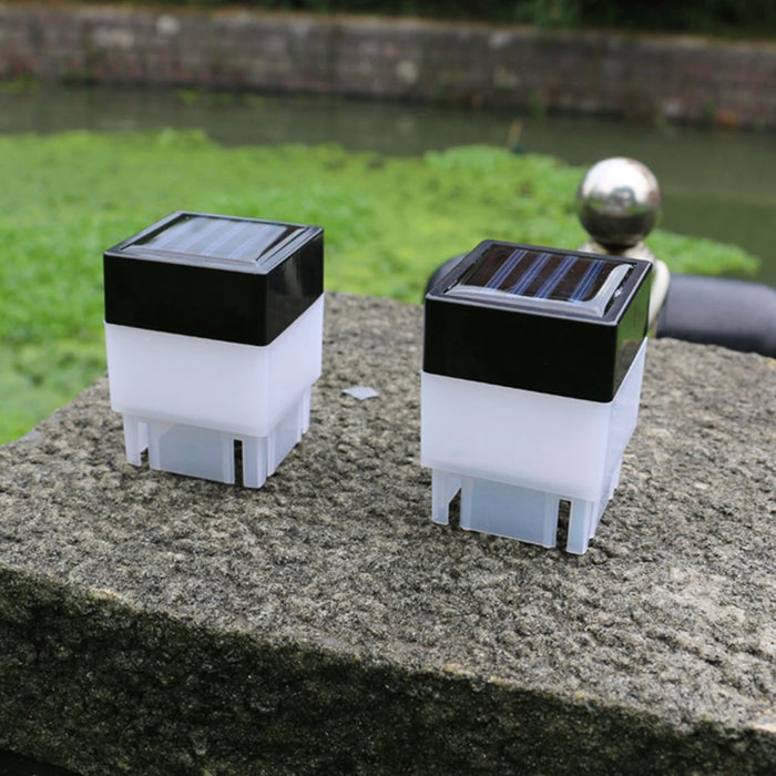Solar Post Light Modern Fence Deck Lamp Auto On/Off Square Column Fixture Mailbox Lantern for Yard Pathway Decor