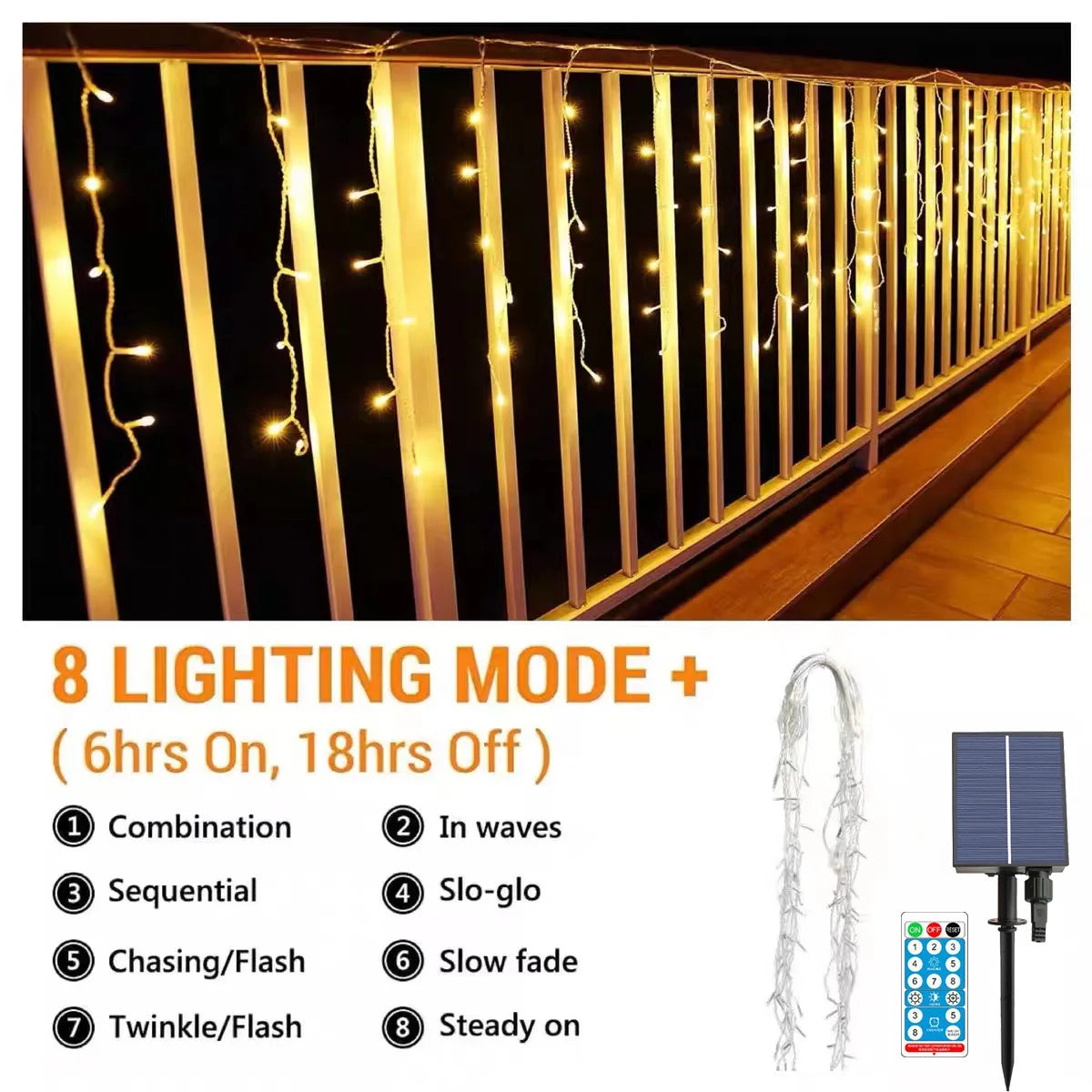 Solar Outdoor Light Garland Christmas Decorations 2023 Street Garland 8 Modes Festoon Led Light String with Remote Control
