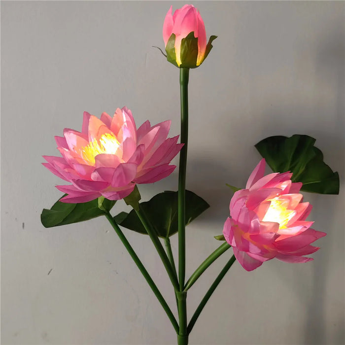 Solar Lotus Floral Garden Lights Flowers Lights Solar Powered LED Lawn Light Outdoor Garden Decor Yard Landscape Decoration