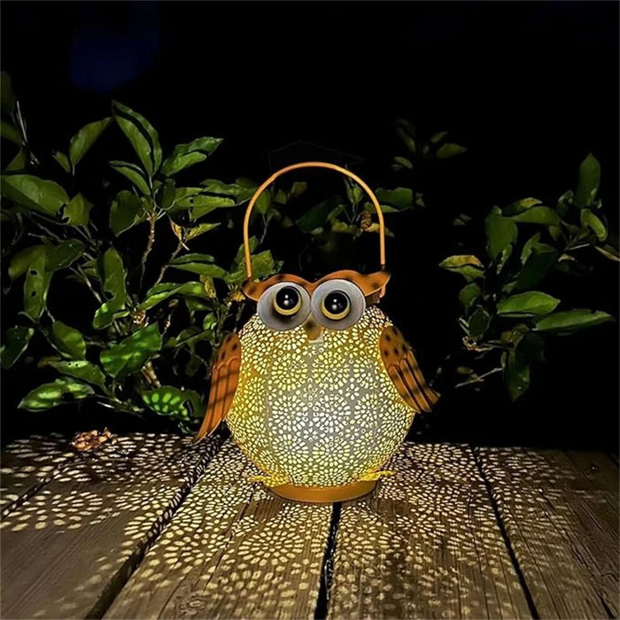 Hanging Solar Lantern Garden Light Waterproof Metal Decorative Solar Light Outdoor for Patio Yard Table Pathway Owl Pattern