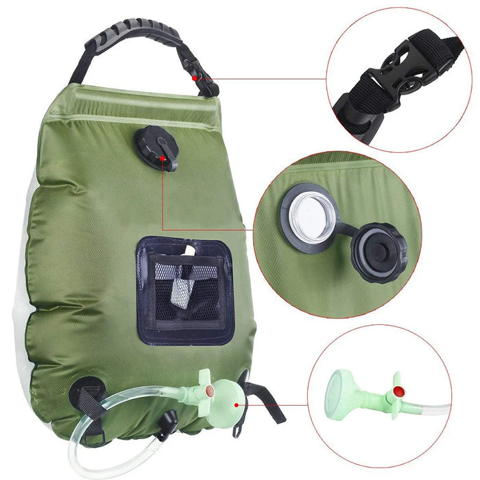 Camp Supplies Solar Heat Concentration 20L Outdoor Camping Bath Bag Portable Nature Hike Equipment Gadgets Novelty Hiking