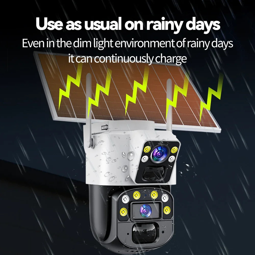 Yoosee Solar Camera 4G Sim Card CCTV Wireless 4G Solar CCTV Dual Lens Dual Screen Auto Tracking External 4G Sim Security Camera