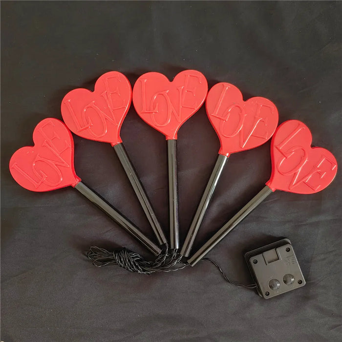 5pcs/lot Love Solar Outdoor Lights Valentine's Day Decor LED Lights Garden Decorations Pathway Lights Ground Plug Light 1006