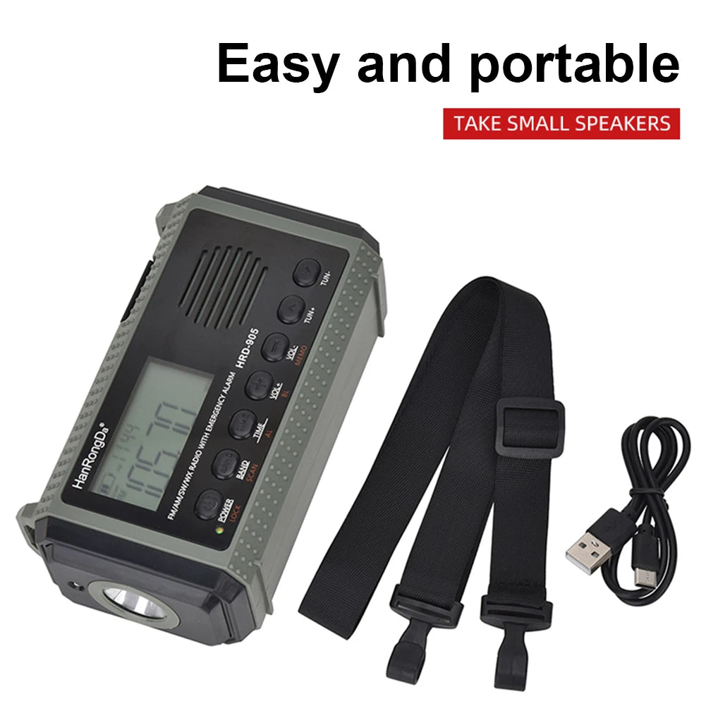 10000MAh Portable Emergency Solar Power Radio Hand Crank AM FM SW NOAA Weather Radio Led Reading Flashlight Phone Power Bank
