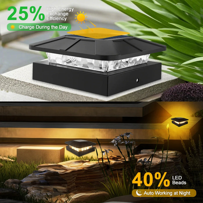 Solar Post Cap Lights For 4x4 Posts 3 Lighting Modes LED Post Cap Lights Solar Powered IP65 Waterproof Fence Light For Outside