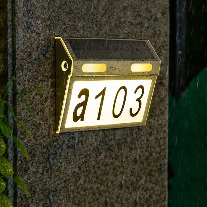 Solar House Number Lights Outdoor Waterproof LED Address Sign Lamp Wireless Sunpower Garden Door Decorative Plaque Wall Light