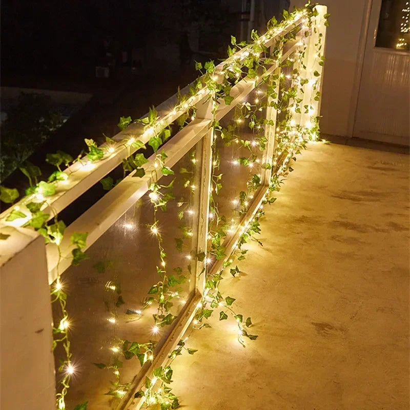 Floral Green Leaf String Lights Artificial Vine Fairy Lights Solar Lights Garland Lights for Home Decoration