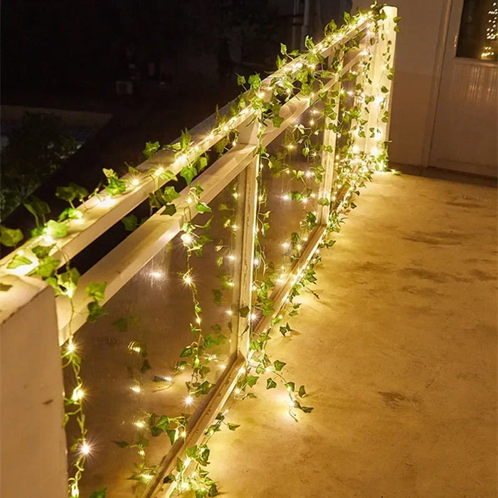 Floral Green Leaf String Lights Artificial Vine Fairy Lights Solar Lights Garland Lights for Home Decoration