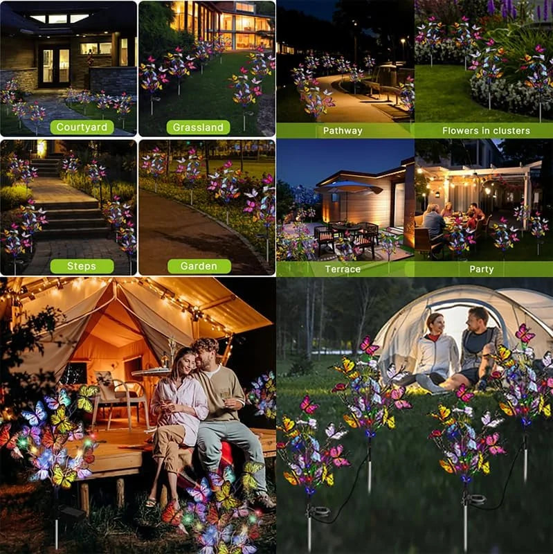 1pc Solar Garden Butterfly Lights Outdoor Waterproof Decorative Lamp Festival Garden Lights For Yard Garden Yard Path Decoration