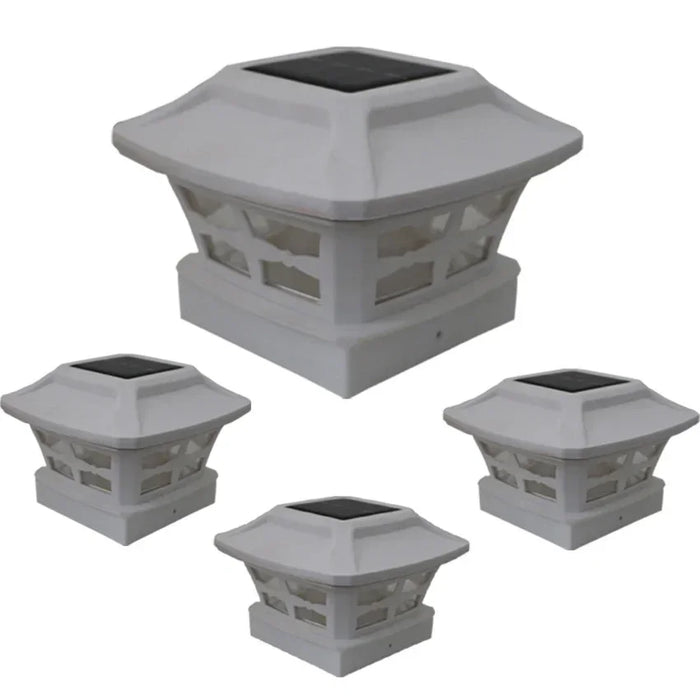 Solar Outdoor Post Cap Lights - 10x10- Bright LED Light for Fence Deck Garden or Patio Posts, White & Warm Light, 3-Gear Modes
