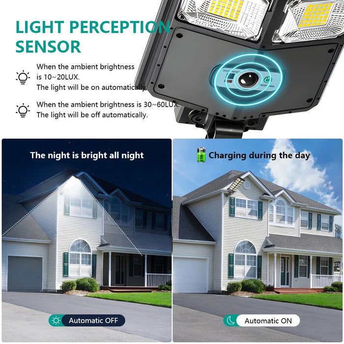 8800W Powerful Solar Street Light Motion Sensor Solar LED Light Outdoor Waterproof Wall Light Garden Decoration Balcony Lighting