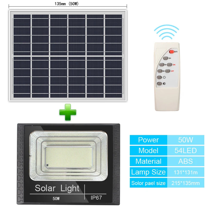 Solar Flood Lights Remote Control 50-400W Solar Powered Spotlight Outdoor Waterproof IP67 Villa Street Lighting Adjustable Angle