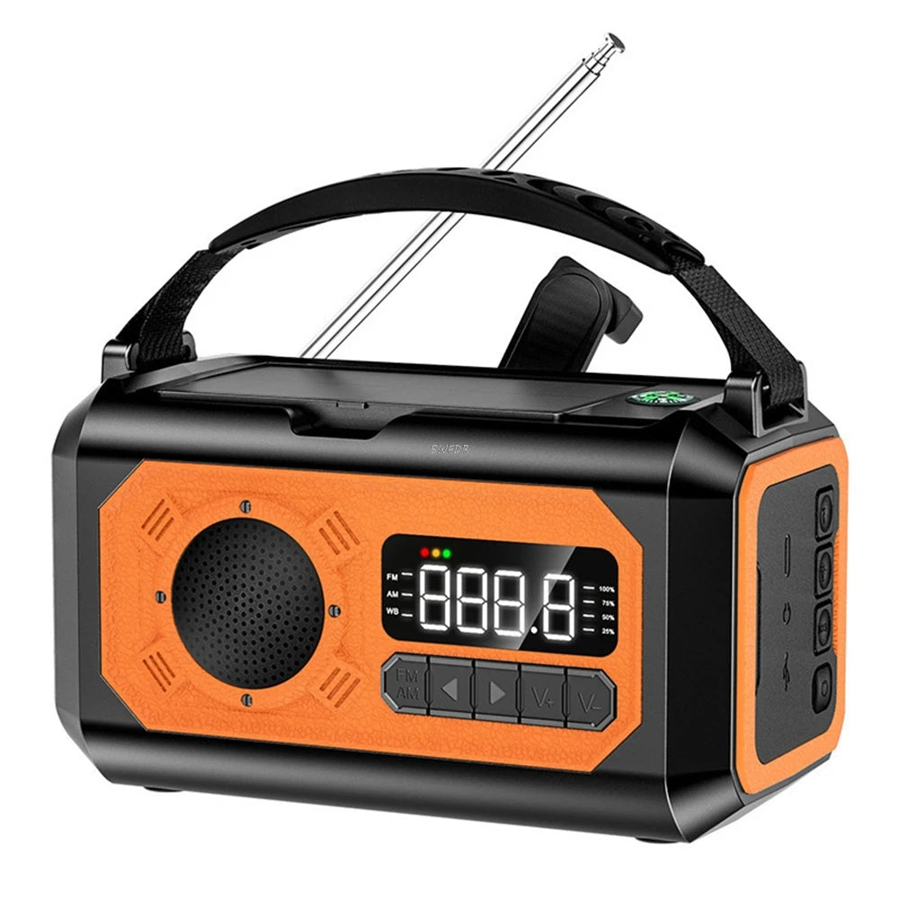 AM/FM/NOAA Solar Hand Crank Radio 12000mAh Emergency Radio Reading Lamp Flashlight SOS Alarm Power Bank Speaker רדיו ופנס חירום