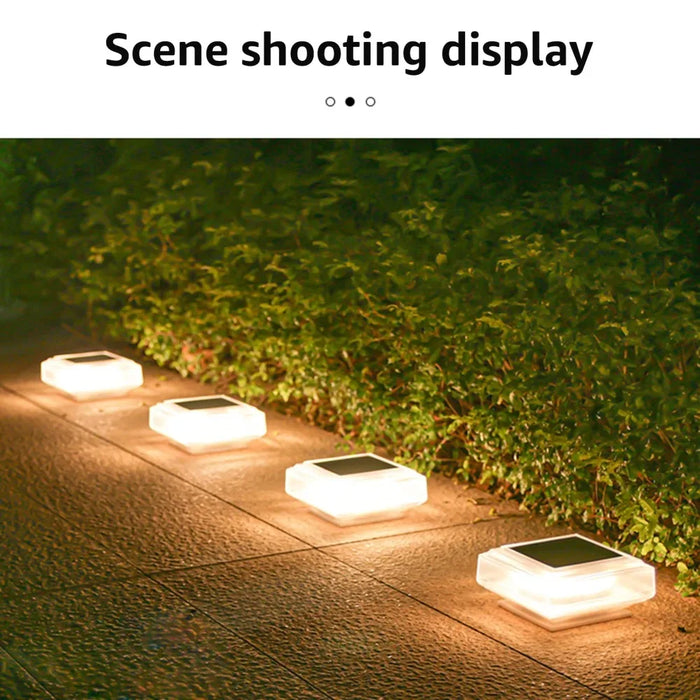 Solar Post Lights Clear Lampshade Waterproof Solar Deck Fence Cap Light Warm Light Outdoor Square Street Lamp For Garden Patio