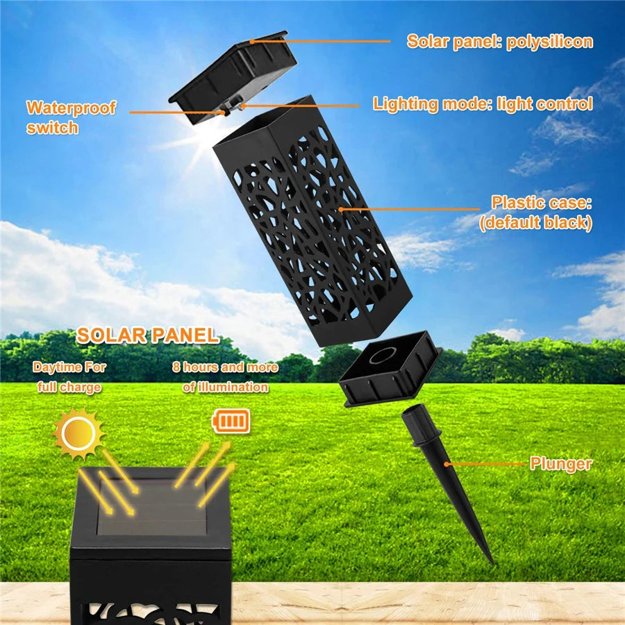 New 2/4/6pcs Solar Garden Light Waterproof Hollowing Out Patio Pathway Lawn Landscape Lamps Home Decoration Outdoor Solar Lights