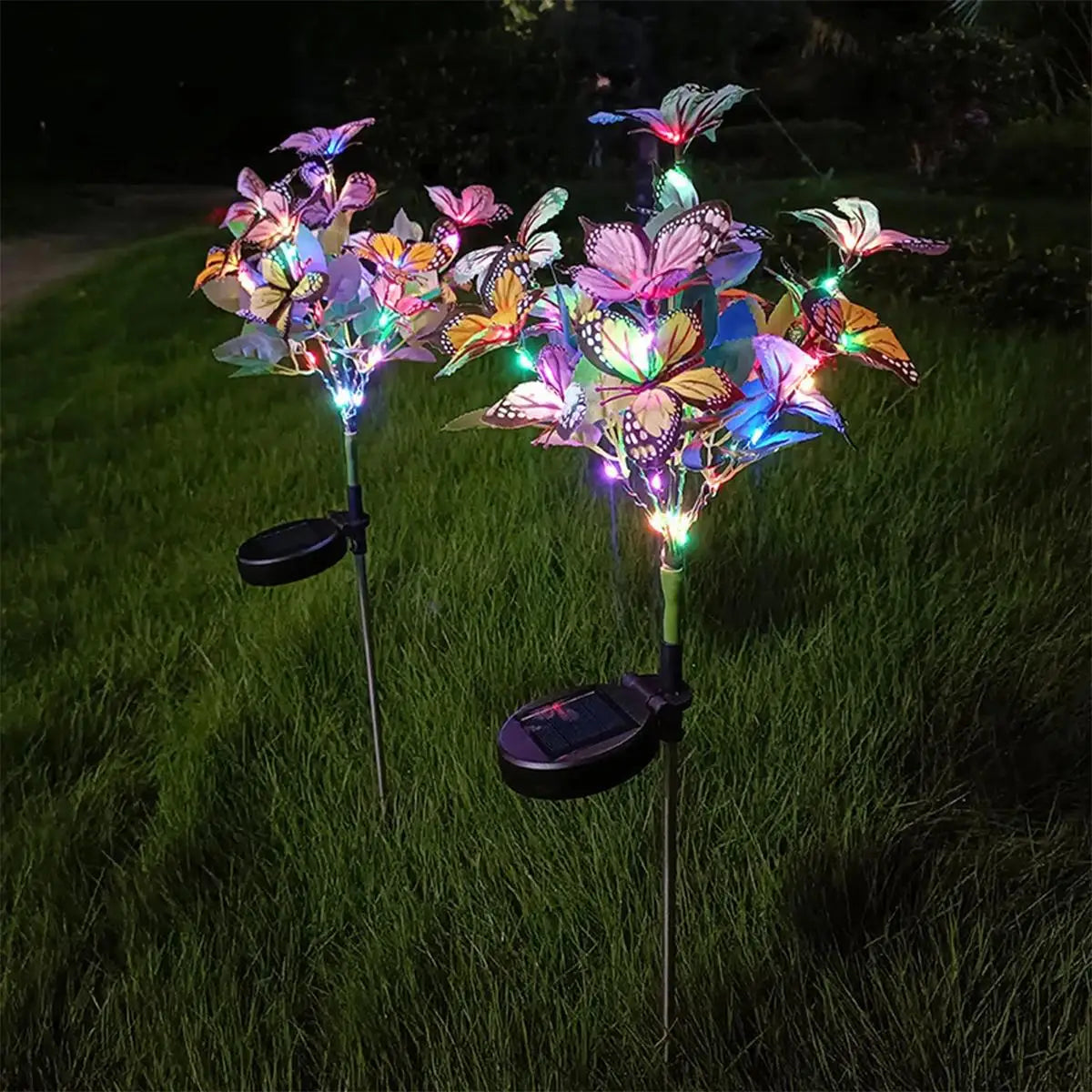 Solar Led Butterfly Flower Light Lights For Decoration Outdoor Panel Fence Lighting Garden Waterproof Landscape With Lawn Ground