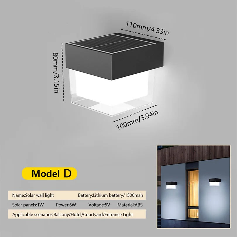 Solar LED Wall Lights Outdoor Solar Lamp  Solar Powered Sunlight Street Light Garden Courtyard Waterproof Wall Light
