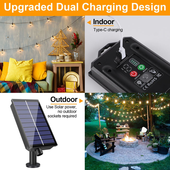 Led G40 Solar Globe Led String Lights Outdoor Waterproof Shatterproof Solar Hanging Lights for Backyard Bistro Decoration Light
