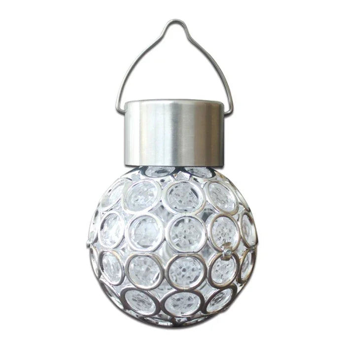 Outdoor Solar LED Hanging Lantern, Waterproof Hollow-Out Ball Lamp for Garden, Yard, and Patio Decoration