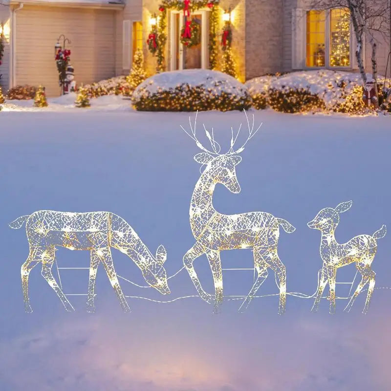 Lighted Christmas Reindeer Water Resistant Solar Light Up Decoration For Garden Outdoor Standing Elk Ornament For Yard Lawn