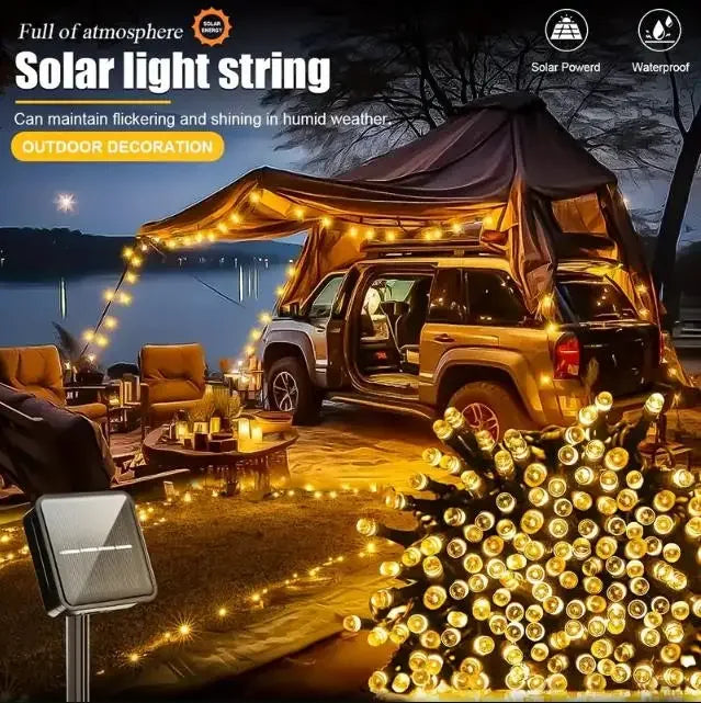 LED Solar Light String 8 Functions Outdoor Waterproof Lawn Starry Sky Christmas Garden Courtyard Decoration Atmosphere Lights