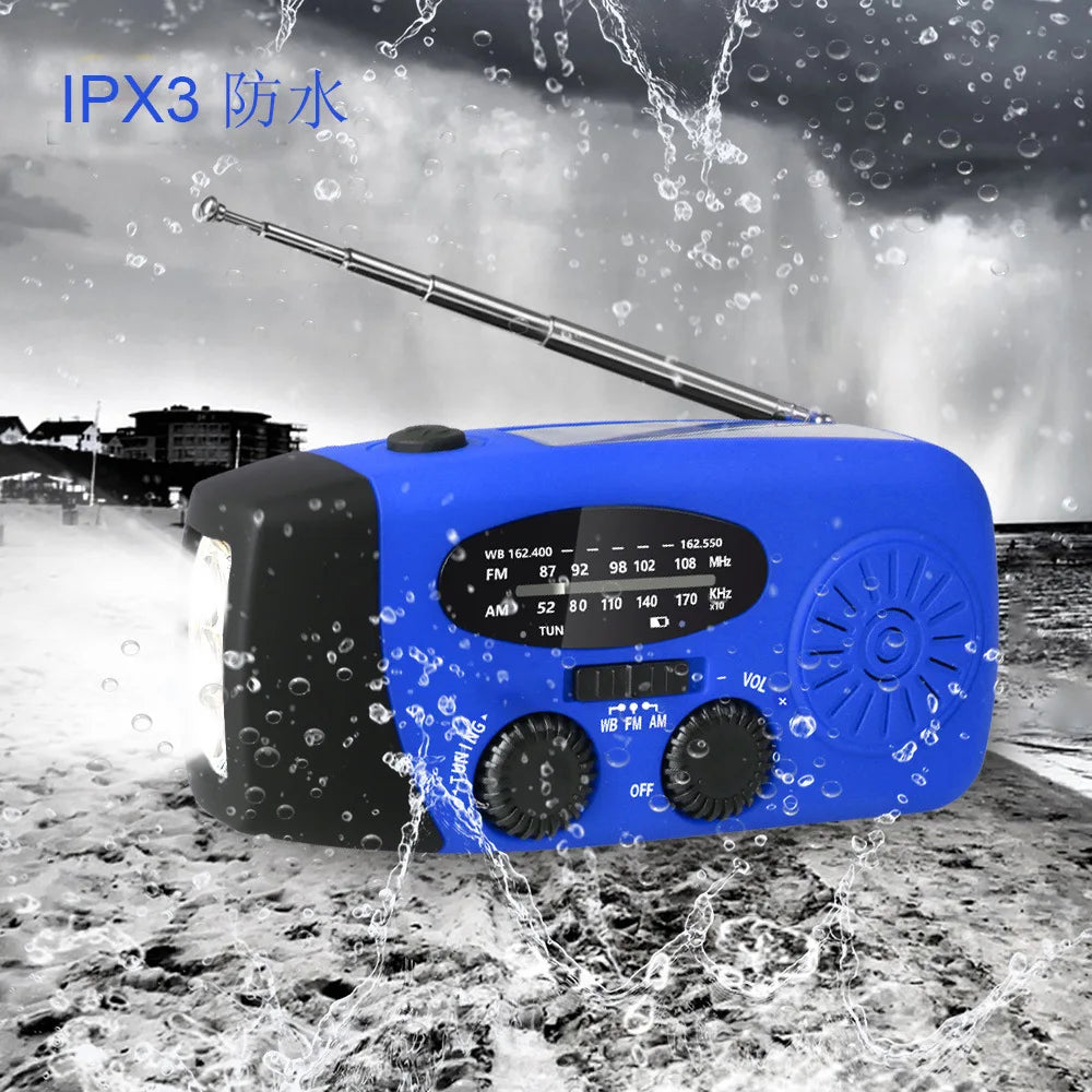 AM/FM/NOAA Emergency Weather Radio Hand Crank Solar Weather Radio Portable Power Bank with Solar Charging Battery
