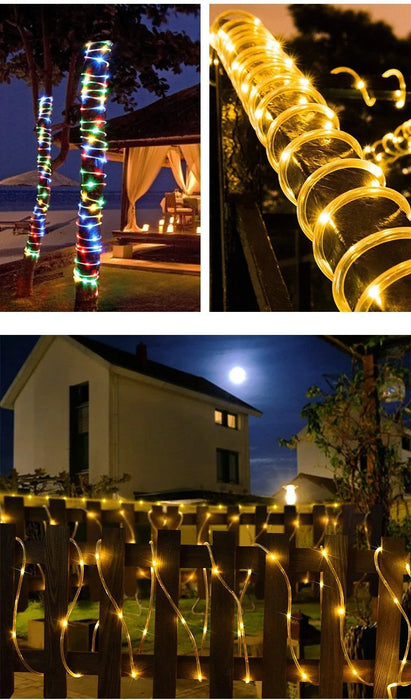 Solar LED String Light Outdoor Solar Strip Rope Tube Fairy Light Garden Christmas Decoration for Wedding Party Decor Led Lamp