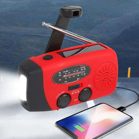 2000mA Outdoor Emergency Radio Portable Power Generation Radio Disaster Prevention Solar Hand Crank Radio AM/FM Radio