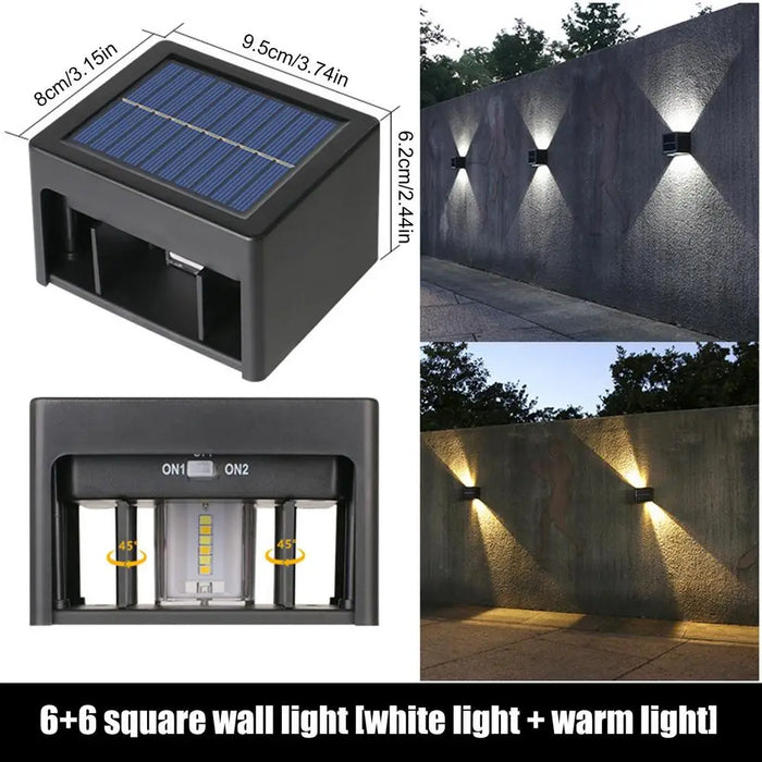 Solar Wall Lights Outdoor Motion Sensor Fence Lights For Outside Waterproof High Bright Modern Up & Down Dusk To Dawn Deck Light