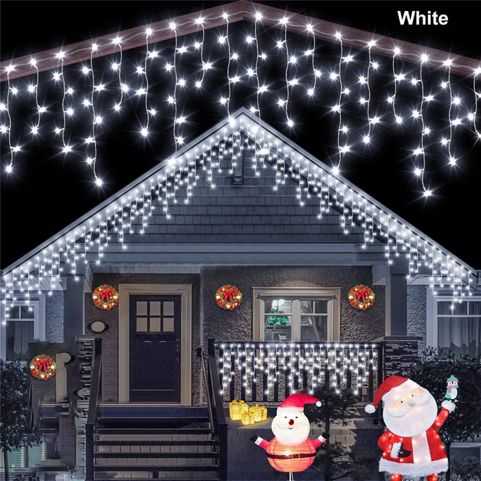 Solar Street Garden Decoration Garland Solar Curtain Icicle Light Outdoor LED String Lights 3.5M/7.5M Waterproof Curtain Light