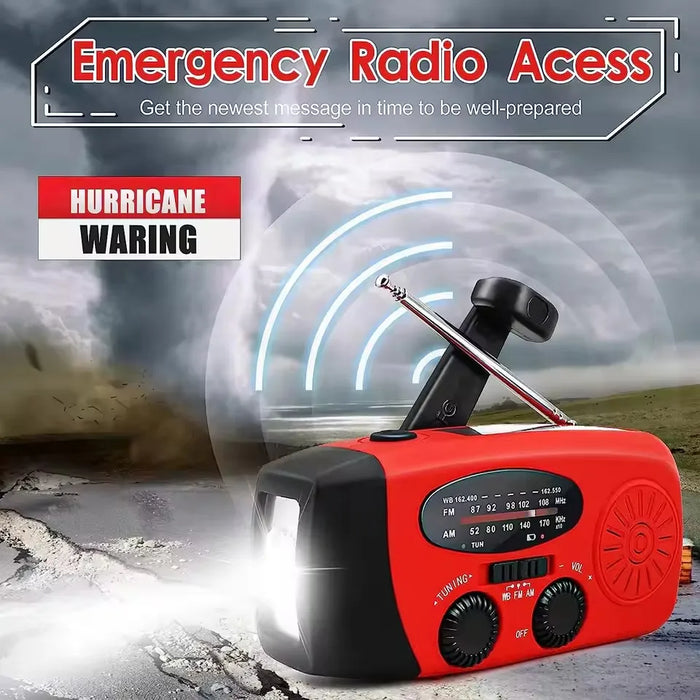 Outdoor Camping Emergency Radio Solar Hand Crank Dynamo Radio FM/AM/NOAA 2000Mah Phone Charger Power Bank Flashlight SOS