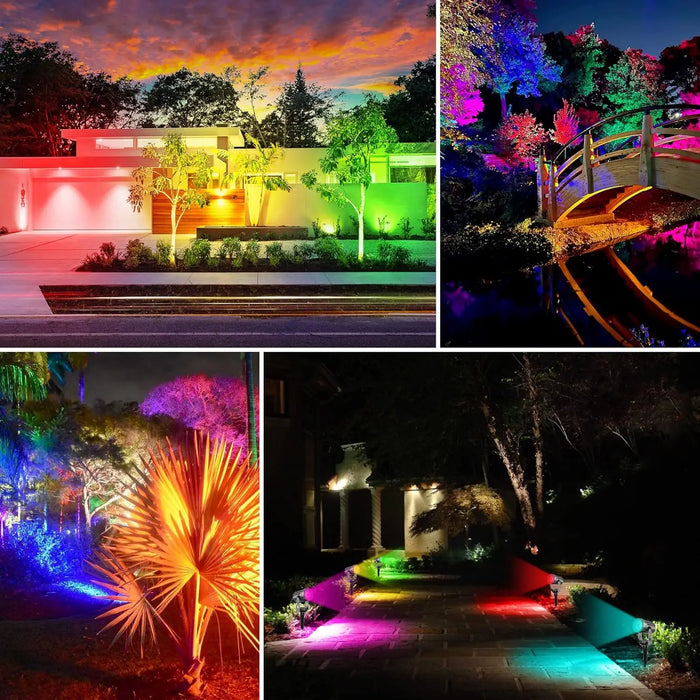 1/2/4/6 LEDS RGB Solar Spotlight IP65 Waterproof Color Changing Outdoor Garden Light For Landscape Tree Solar Street Wall Lamp