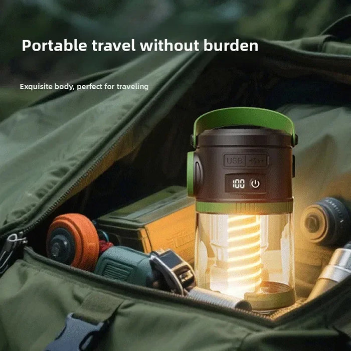 Solar Powered Camping Lamp Portable Flashlight Double Light Emergency Lights USB Charge Waterproof for Outdoor Hiking Tent
