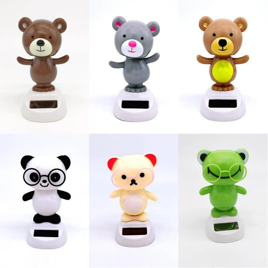 Solar Bear Dancing Toys Shaking Head Toy For Car For Automotive Interior Dolls For Windowsill Desk Holiday Fun Kid Toy Gift