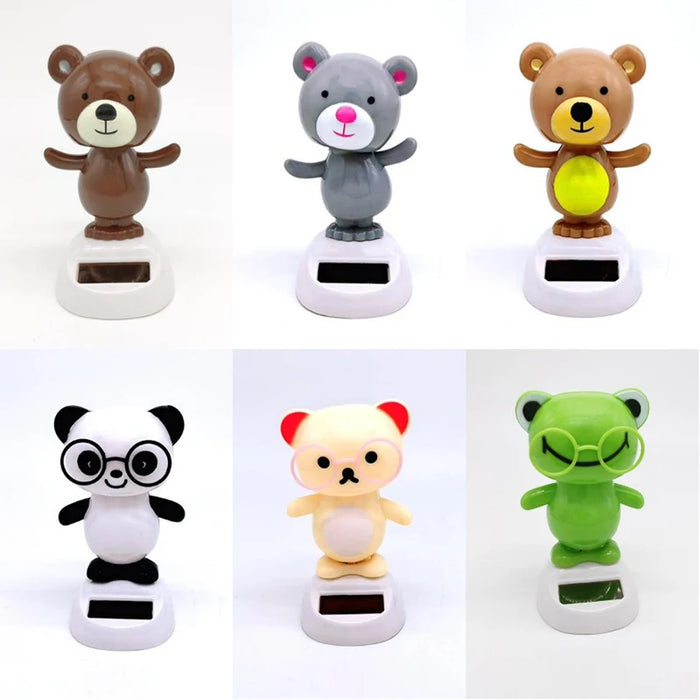 Solar Bear Dancing Toys Shaking Head Toy For Car For Automotive Interior Dolls For Windowsill Desk Holiday Fun Kid Toy Gift