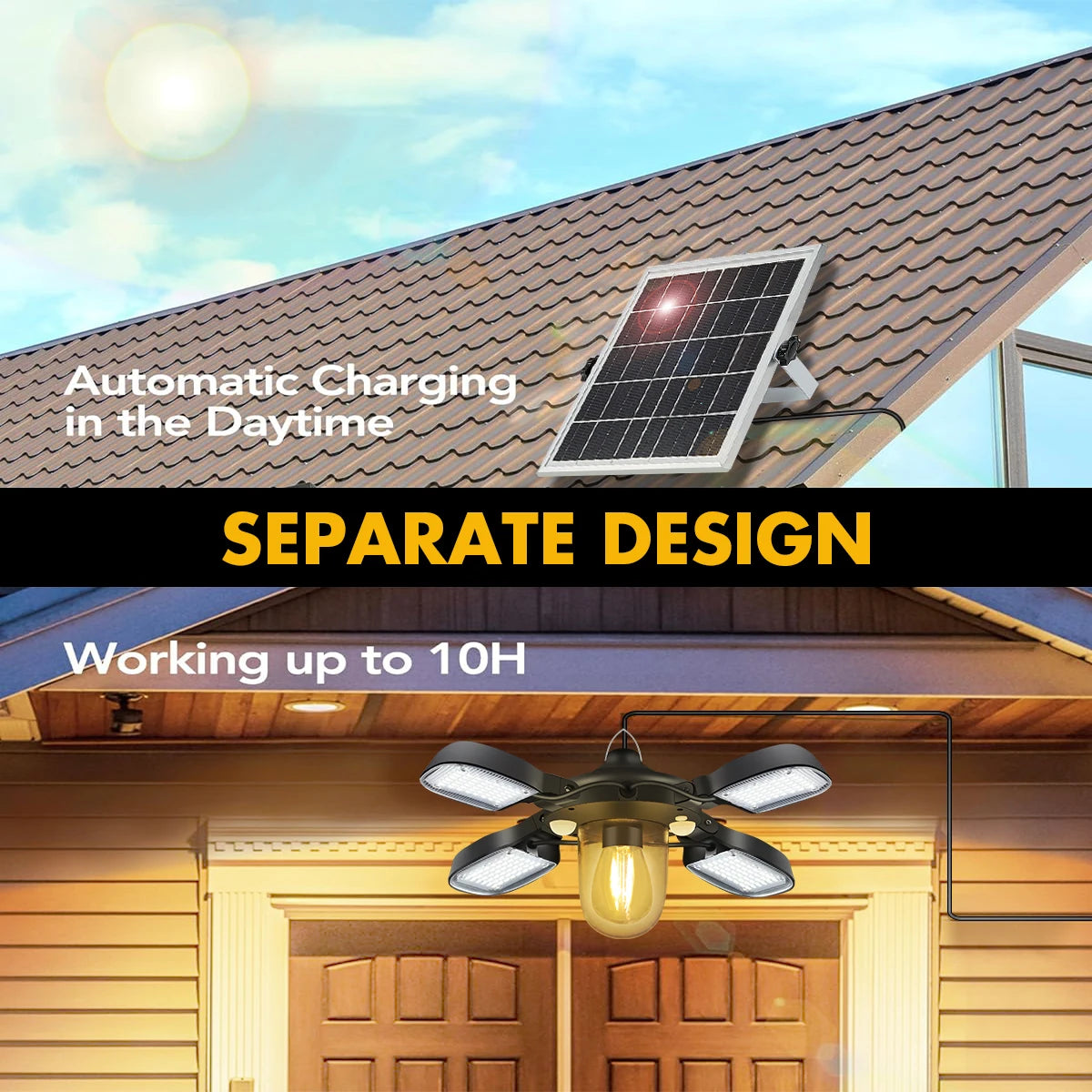 192led Solar Powered Barn Light Solar Shed Light for Indoor and Outdoor 1000LM Dual Motion Sensor Solar Pendant Light For Gazebo