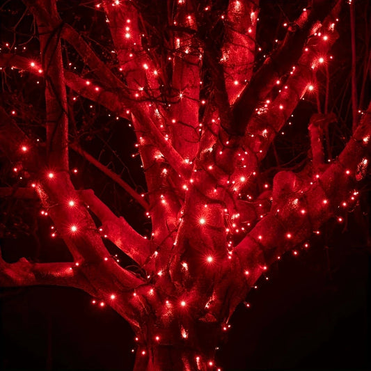 Solar Powered Christmas Lights 50-200 LED Outdoor Light Strings Festive Garden Courtyard Red Blinking Lights with Solar Panel