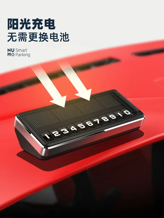 Solar Car Phone Number Plate Led Lighting Temporary Parking Card Hidden Plates Car Park Stop Multiple Number Parking Gadgets