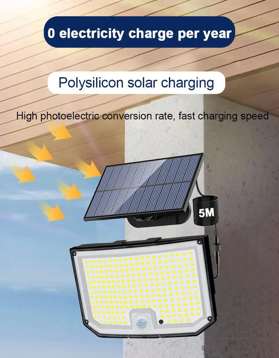 Solar Outdoor Lights 172LED 3Modes Split Motion Sensor Outdoor Lights Waterproof 318 LED Solar Flood Lights Yard Patio Garden