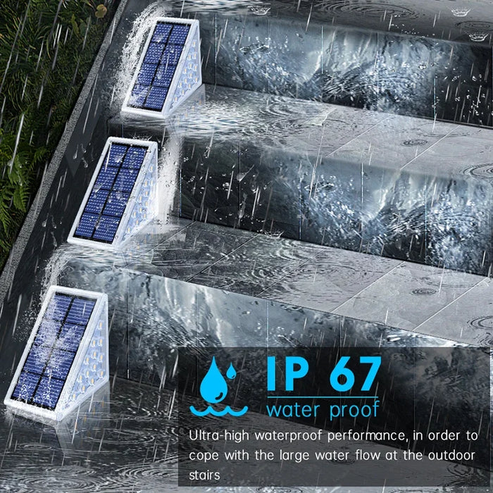 Solar LED Stair Lights with Motion Sensor Outdoor Step 3 Mode Lighting IP67 Decorative Light for Patio Garden Solar Panel Lamps