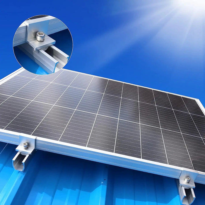 4Pcs/Set 25cm+30cm U Shaped Solar Module Bracket Mounting Rail Flat Roof End/Middle Clamp Solar Panel Accessories Module Bracket