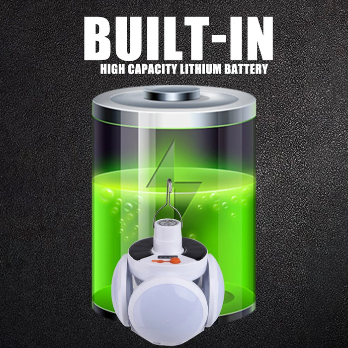 Solar LED Camping Lantern Tent Lamp With Hook Portable Outdoor Football Folding Light Emergency Hurricane Camp Lamp