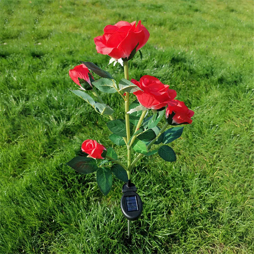 Solar Lights Outdoor Decorative Solar Garden Lights Rose Flower Lawn Lamp for Yard Patio Garden Decor Flowers